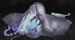  1girl absurdres bare_shoulders bdsm bondage bound bow bug butterfly castorice_(honkai:_star_rail) crown dark_background egg flower hair_flower hair_ornament highres honkai:_star_rail honkai_(series) hugging_object long_hair poursuu purple_hands sitting veil white_bow white_hair 