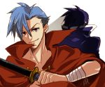  bandage blue_hair cape kamina male mildew-b simon sword tengen_toppa_gurren_lagann weapon 
