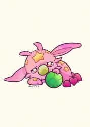  absurdres commentary_request full_body highres jojo_no_kimyou_na_bouken looking_at_viewer lying m_a_a_m_8 no_humans on_side pink_hair stand_(jojo) steel_ball_(jojo) steel_ball_run tusk_(stand) tusk_act1 