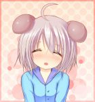  1girl 5240mosu animal_ears blush bust closed_eyes facing_viewer flat_chest mouse_ears nazrin open_mouth short_hair solo touhou 