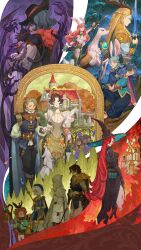  5boys 6+girls absurdres afk_(series) afk_journey aiming animal_ears animal_feet animal_on_head animal_on_shoulder antlers aqua_jacket aqua_shirt arm_behind_back armor arrow_(projectile) backpack bag barrel beard belt beret bird bird_on_head black_cape black_cat black_dress black_gloves black_hat black_pants black_shorts blonde_hair blue_cape blue_cloak blue_eyes blue_hair blue_hat blue_pants blue_tunic blunt_ends bow bow_(weapon) bradduck_(afk) braid breasts brown_bag brown_belt brown_cape brown_eyes brown_hair building cape cassadee_(afk) cat cat_on_shoulder cloak closed_eyes closed_mouth clouds collared_shirt commentary copyright_logo copyright_name day deer deer_antlers dress duck earrings eironn_(afk) elbow_gloves english_commentary facial_hair facing_away fire floating_hair food forest franz_(afk) frilled_sleeves frills fruit fur-trimmed_cape fur_trim gloves gold_trim grapes green_eyes green_gloves grey_cloak grey_hair grey_shirt hair_ornament half_up_half_down_braid hand_up hat highres holding holding_bow_(weapon) holding_hands holding_staff holding_sword holding_weapon hood hood_up hooded_cloak hooded_jacket horns house illucia_(afk) jacket jewelry juliet_sleeves kneeling lips logo long_hair long_sleeves looking_at_another looking_back looking_to_the_side lorsan_(afk) lyca_(afk) mage_staff medium_breasts medium_hair merlin_(afk) mirael_(afk) mole mole_above_mouth multiple_boys multiple_girls mustache nature official_art on_head on_one_knee open_clothes open_jacket orange_hair outdoors pants parted_bangs parted_hair partially_fingerless_gloves pauldrons pearl_earrings pink_hair pointy_ears profile puffy_long_sleeves puffy_sleeves rabbit_ears red_eyes red_hair red_lips riding robe rowan_(afk) sack scar scar_on_cheek scar_on_face serious shadow_hands sheath sheathed shirt short_hair short_shorts short_sleeves shorts shoulder_armor side_slit sky sleeveless sleeveless_shirt smoke staff standing striped_clothes striped_dress sword tassel test_tube thick_eyebrows tjulywoods tree tunic turtleneck turtleneck_dress two-sided_cape two-sided_fabric v-shaped_eyebrows vala_(afk) valen_(afk) vambraces vertical-striped_clothes vertical-striped_dress very_long_hair vineyard weapon white_dress white_gloves white_hair white_pants white_robe white_shirt wide_sleeves windmill witch_hat yellow_bow yellow_dress 