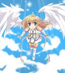  blonde_hair blue_eyes boots garter_belt lingerie sky tamaoka_kagari thighhighs underwear wings 