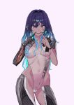  1girl :d blue_hair breasts covered_navel groin hair_between_eyes highres leotard long_hair looking_at_viewer mechanical_arm open_mouth original simple_background smile solo tears tex_(3red_dot) violet_eyes white_background 