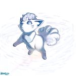  alolan_form alolan_vulpix blue_eyes commentary creature english_commentary frown full_body highres jumping looking_at_viewer no_humans pokemon pokemon_(creature) signature simple_background solo viralzone13 white_background white_theme 