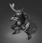  bug claws commentary creature english_commentary fangs full_body gen_2_pokemon greyscale heracross highres monochrome pokemon pokemon_(creature) solo standing totodiletears 