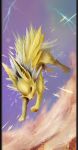  2013 commentary creature english_commentary full_body gen_1_pokemon jazzycat jolteon no_humans pin_missile_(pokemon) pokemon pokemon_(creature) signature solo 