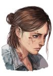  1girl brown_hair ellie_(the_last_of_us) hankuri short_hair simple_background solo the_last_of_us white_background 