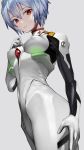  absurdres ayanami_rei bangs blue_hair bodysuit breasts breasts_apart covered_nipples hair_between_eyes highres looking_at_viewer neon_genesis_evangelion nyatabe plugsuit red_eyes short_hair white_bodysuit 