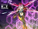  1girl armor bangs barrier beam_cannon character_name code_geass commentary_request copyright_name english_text eyebrows_visible_through_hair flying long_hair looking_at_viewer mecha_musume okiura panties shinkirou sidelocks solo underwear violet_eyes white_hair yellow_neckwear yellow_panties 