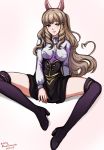  1girl artist_name brown_eyes brown_hair closed_mouth dated fire_emblem fire_emblem:_three_houses fire_emblem_awakening full_body garreg_mach_monastery_uniform hair_ornament high_heels long_hair long_sleeves mina_cream simple_background sitting solo spread_legs sumia uniform 