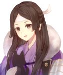  1girl black_eyes black_hair cat fire_emblem fire_emblem_awakening headband holding jurge long_hair open_mouth say&#039;ri_(fire_emblem) simple_background solo upper_body white_background white_headband 