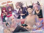  2boys 4girls anger_vein angry baal_(granblue_fantasy) black_hair blue_eyes bow brown_eyes choker closed_eyes collarbone contemporary couch cushion door euryale_(shingeki_no_bahamut) granblue_fantasy granblue_fantasy_versus hair_bow hair_ornament hannibal_(gbf) horns jewelry lavender_hair long_hair medusa_(shingeki_no_bahamut) multiple_boys multiple_girls necklace nezha_(granblue_fantasy) open_mouth pendant playing_games playstation_controller pointy_ears purple_hair red_eyes satyr_(granblue_fantasy) siblings silver_hair sisters sitting smile snake_hair stheno_(shingeki_no_bahamut) sweater turtleneck turtleneck_sweater very_long_hair violet_eyes wavy_hair 