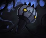  black_background blue_fire chandelure commentary creature dark defiant_drills english_commentary face fire gen_5_pokemon no_humans pokemon pokemon_(creature) simple_background yellow_eyes 