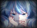  1girl :d bangs blue_eyes blue_hair eyebrows_visible_through_hair floating_hair hair_between_eyes hatsune_miku long_hair looking_at_viewer luna_11777 nude open_mouth portrait shiny shiny_hair smile solo twintails vocaloid 