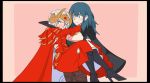  2girls arms_around_neck byleth_(fire_emblem) byleth_eisner_(female) cape carrying edelgard_von_hresvelg fire_emblem fire_emblem:_three_houses greaves green_hair high_heels looking_at_viewer mikoyan multiple_girls princess_carry red_cape silver_hair smile tiara yuri 