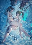  2girls 3d bikini chain cuffs handcuffs highres htxt legs multiple_girls original shackles swimsuit underwater yuri 