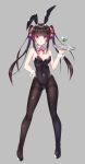  animal_ears artist_request black_hair breasts bunnysuit detached_collar hair_ribbon high_heels highres pantyhose pink_eyes rabbit_ears ribbon senki_zesshou_symphogear small_breasts tsukuyomi_shirabe twintails wrist_cuffs 