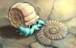  black_eyes creature fossil full_body gen_1_pokemon helix_fossil kaosu_(kaosu0905) no_humans omanyte pokemon pokemon_(creature) shadow shell solo 