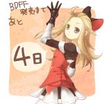  1girl blonde_hair blue_eyes bow bravely_default:_flying_fairy bravely_default_(series) breasts dress edea_lee gloves hair_bow long_hair looking_at_viewer solo 