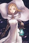  1girl blonde_hair breasts commentary dress gloves long_hair looking_at_viewer ma-hain-scarlet octopath_traveler ophilia_(octopath_traveler) robe solo 