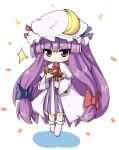  chibi hat long_hair patchouli_knowledge pilky pilky_(pixiv) purple_hair ribbon ribbons touhou 