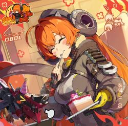 eating happy_birthday long_hair magus_(zenless_zone_zero) medium_hair multiple_girls orphie_(zenless_zone_zero) orphie_magnusson seed_(zenless_zone_zero) soldier_11_(zenless_zone_zero) trigger_(zenless_zone_zero) twintails zenless_zone_zero