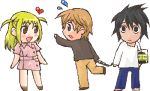  bags_under_eyes chibi death_note l lowres oekaki yagami_light yama_(chroming) 