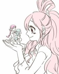  blue_hair braid giant giantess long_hair nefertari_vivi one_piece pink_hair rebecca_(one_piece) shirahoshi single_braid 