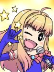  \m/ fang long_hair lowres macross macross_frontier microphone ribbon ribbons seikan_hikou sheryl_nome star stars 