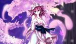  dacho ghost hat japanese_clothes kimono pink_hair ribbon ribbons saigyouji_yuyuko short_hair touhou tree trees 