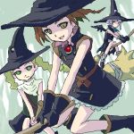  boots braid broom broom_riding eva flying gloves hat loli lowres mahou_shoujo_tai_arusu oekaki sheila shimano_natsume short_hair skirt tweeny_witches twin_braids witch witch_hat 