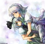  izayoi_sakuya konpaku_youmu maid multiple_girls ribbon ribbons short_hair tachiuo_(arines) touhou 