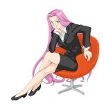  chin_rest fate/stay_night fate_(series) formal glasses long_hair lowres purple_eyes purple_hair rider sitting skirt skirt_suit suit very_long_hair violet_eyes 