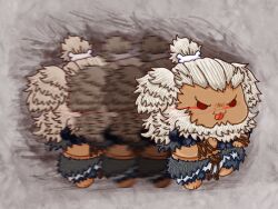  1girl afterimage akuma_(street_fighter) akuma_(street_fighter)_(cosplay) animal_ears animalization bone_hair_ornament brown_fur cartoon_bone clenched_hands cosplay dog_ears dog_girl dougi glowing glowing_eyes hair_ornament highres hololive inugami_korone inugami_korone_(dog) parody shachiku563 shun_goku_satsu solo street_fighter street_fighter_6 