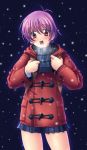  cold ishii_akira purple_hair skirt snow snowing 
