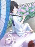  frog frogs hydrangea japanese_clothes kimono oriental_umbrella shimano_natsume umbrella 