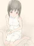  blush cup feet green_tea hagiwara_yukiho idolmaster shimano_natsume sitting sketch solo tea teacup teapot wariza 