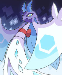 1other aqua_eyes closed_mouth colored_sclera commentary dress english_commentary froslass highres horns mega_froslass mega_pokemon no_humans outline pokemon pokemon_(creature) pokemon_focus pokemon_legends:_z-a slit_pupils solo white_outline xdeaddragonx98 yellow_sclera