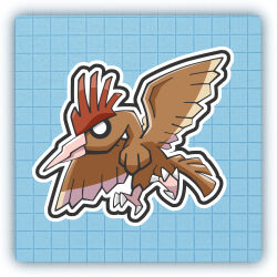  beak bird blue_background border brown_feathers chibi fearow feathered_wings feathers full_body grid_background highres jakeinaflannel no_humans outside_border pokemon pokemon_(creature) solo white_border wings 