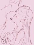  forehead forehead_kiss idolmaster kiss minase_iori monochrome purple shimano_natsume sketch spot_color translation_request 