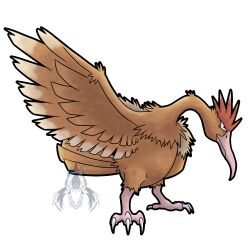  beak bird blaiddydsaurus brown_feathers fearow feathered_wings feathers full_body highres logo no_humans pokemon pokemon_(creature) simple_background solo transparent_background watermark wings 