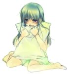  higurashi_no_naku_koro_ni kneeling lowres pillow pillow_hug tears 