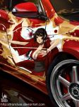  breasts car cleavage itasha ivan_flores japanese_clothes kurenai_(red_ninja) motor_vehicle ninja red_ninja vehicle 