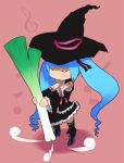  blue_hair chibi closed_eyes hat hatsune_miku inemuri_uno spring_onion vocaloid witch_hat 