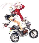  minibike motor_vehicle motorcycle pink_eyes pink_hair sorachi_satoko traditional_media vehicle wheelie 