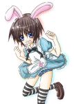  crossdressing crossdressinging higurashi_no_naku_koro_ni maebara_keiichi panties rabbit_ears skirt striped_thighhighs thighhighs 