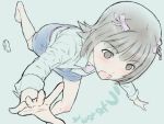  barefoot bow foreshortening hair_bow hands idolmaster shimano_natsume sketch tripping 