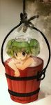  bath bucket girl_in_bucket green_hair in_bucket in_container k_no_hito kisume nude touhou water 