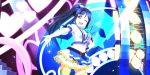  blue_hair dress long_hair love_live!_school_idol_festival_all_stars matsuura_kanan ponytail smile violet_eyes wink 