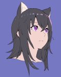  1girl absurdres animal_ear_fluff animal_ears black_hair closed_mouth copyright_request hair_between_eyes highres long_hair mole mole_under_eye nagisa_kurousagi portrait purple_background purple_hair simple_background solo violet_eyes 